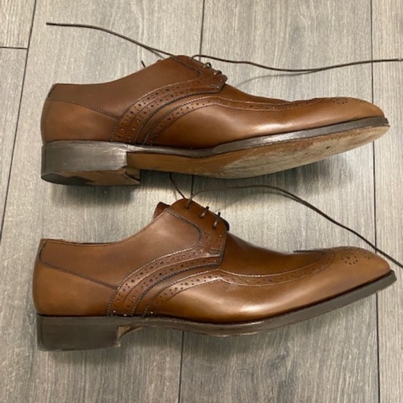 Salvatore Ferragamo Brown Leather Wingtip Oxford Shoes Size 11.5 - Picture 4 of 16